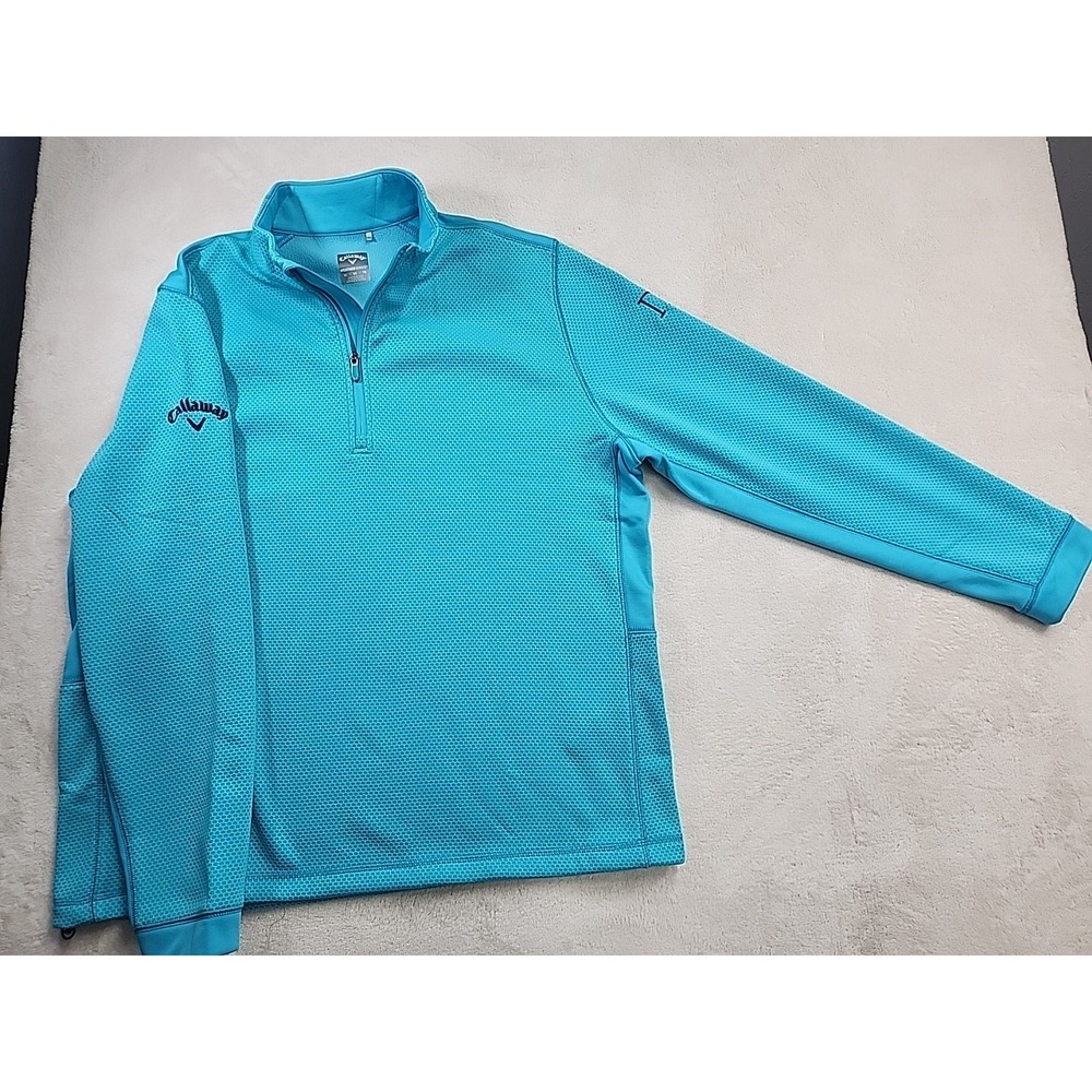 Callaway Weather Series Men's 1/4 Zip Pullover Dark Teal Side Pockets XL